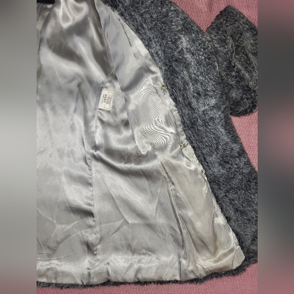 MISS SIXTY Made in Italy Fitted Faux Fur Coat Mid-Length Jacket Snap Gray Size M - Picture 9 of 16